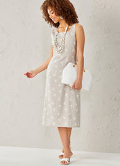 Charlie Paige Linen Palm Tree Dress Open Back