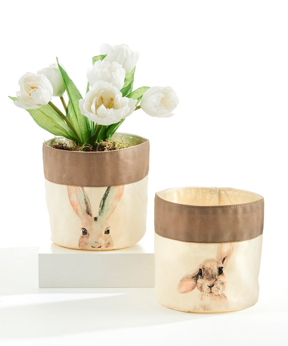 Lined Bunny Planter Basket Set/2
