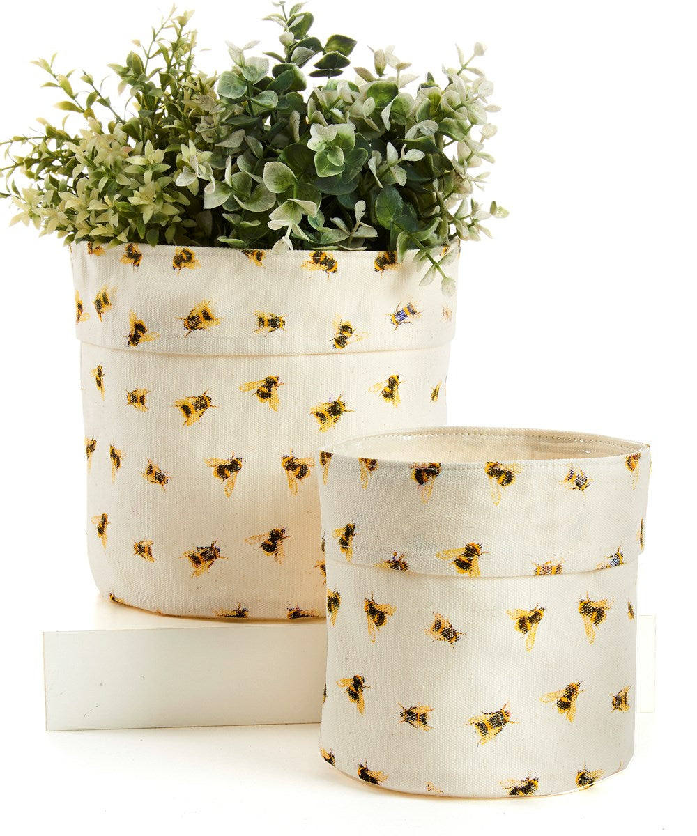 Bee Fabric Planter Basket, Set of 2