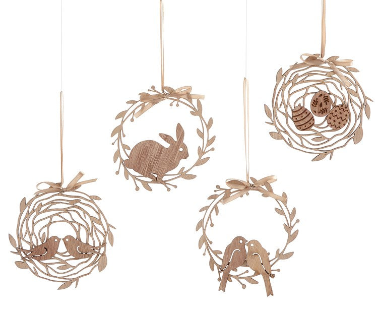 Laser Cut Ornament w/Ribbon Hanger, 4 Asst.