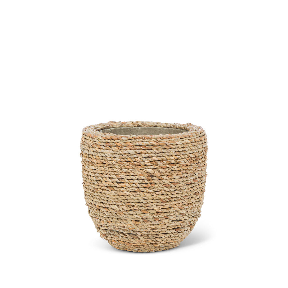 Seagrass Covered Cement Planter