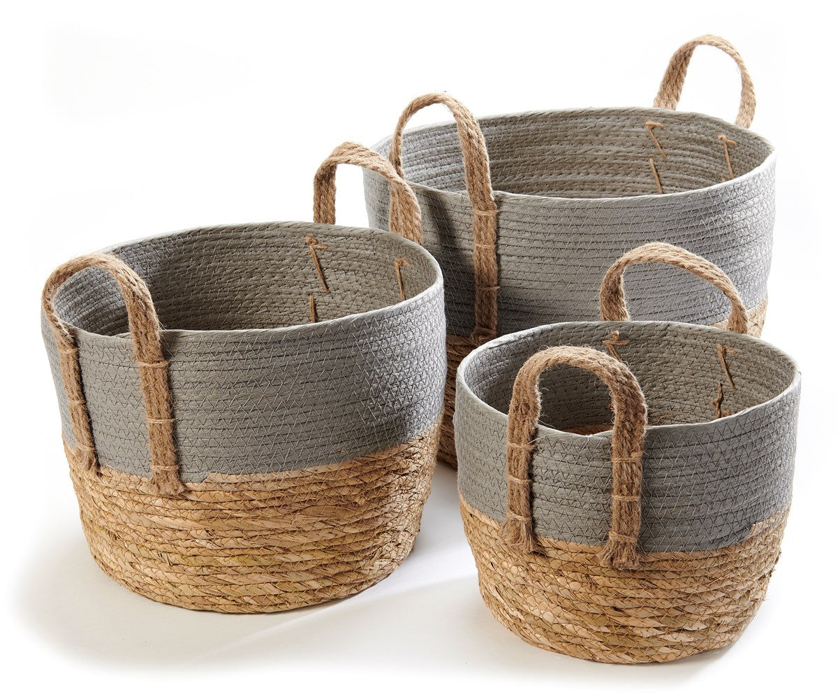 Grey & Brown Storage Basket Set 3