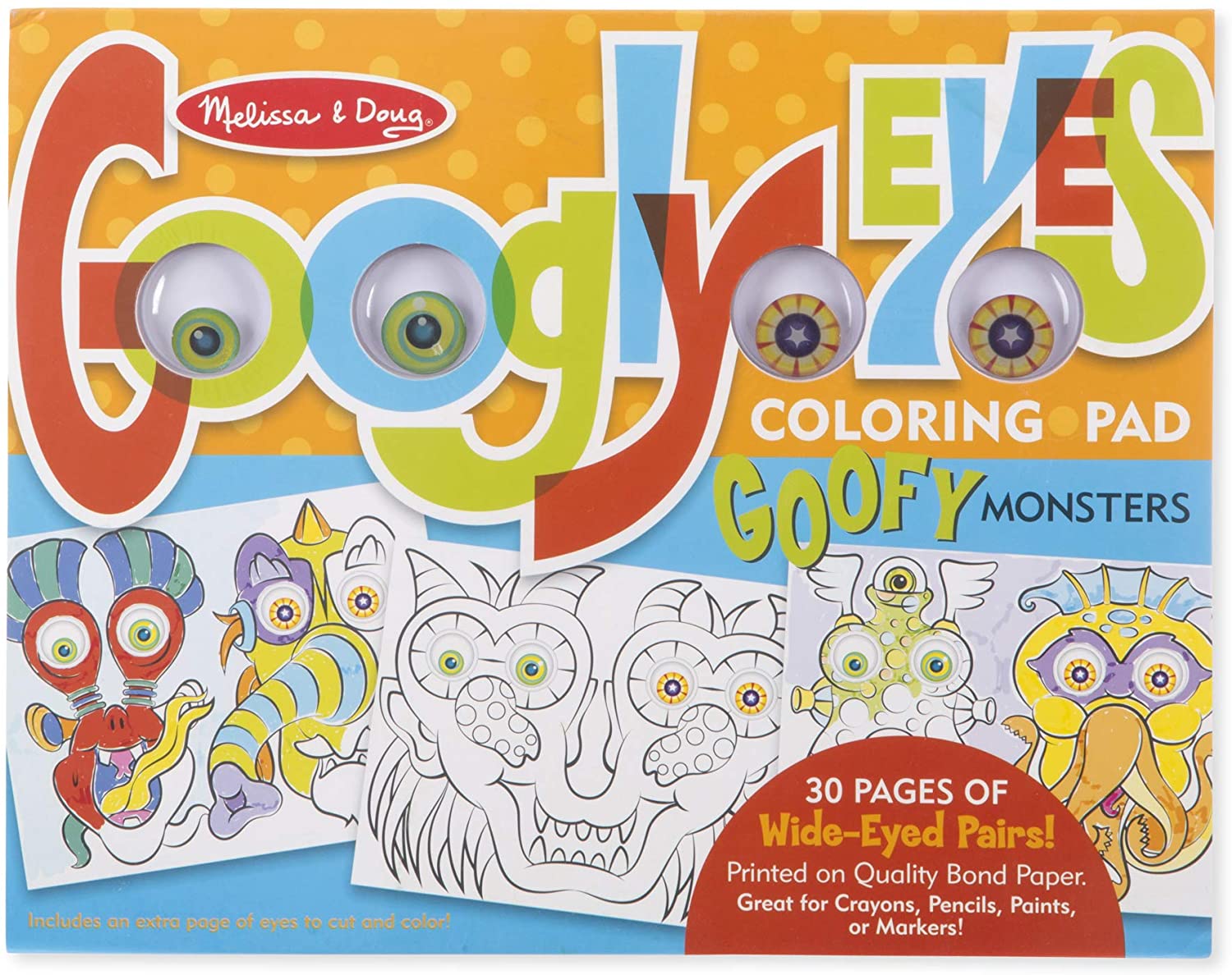 Googly Eyes Colouring Pad Goofy Monsters
