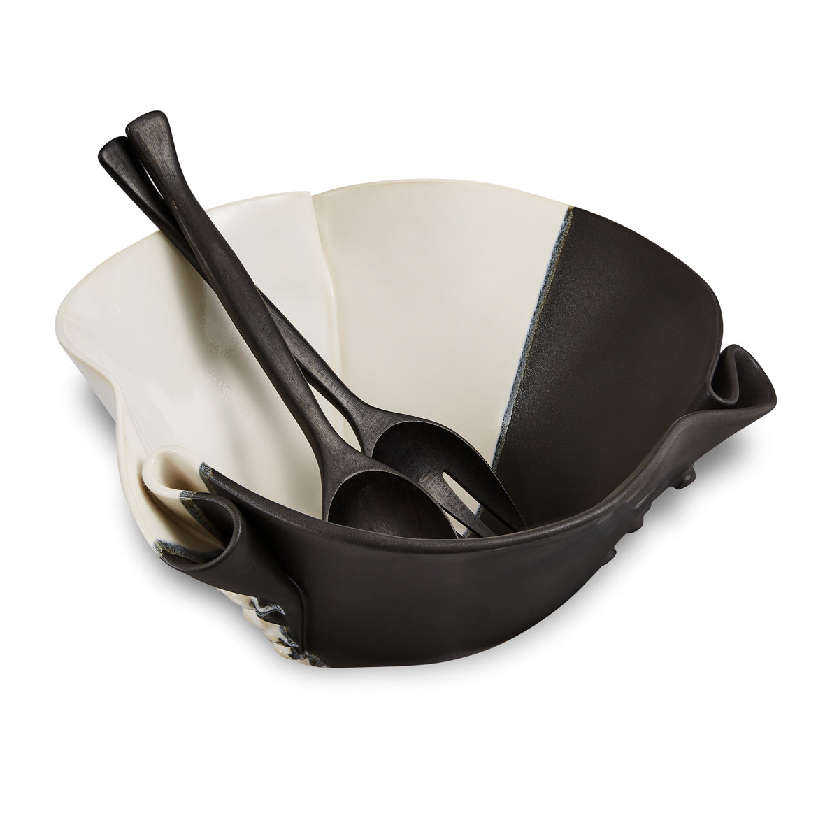 Hilborn Pottery Textured Bowl With rosewood servers.