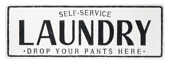 Black & White "Self Service Laundry" Embossed Wall Decor
