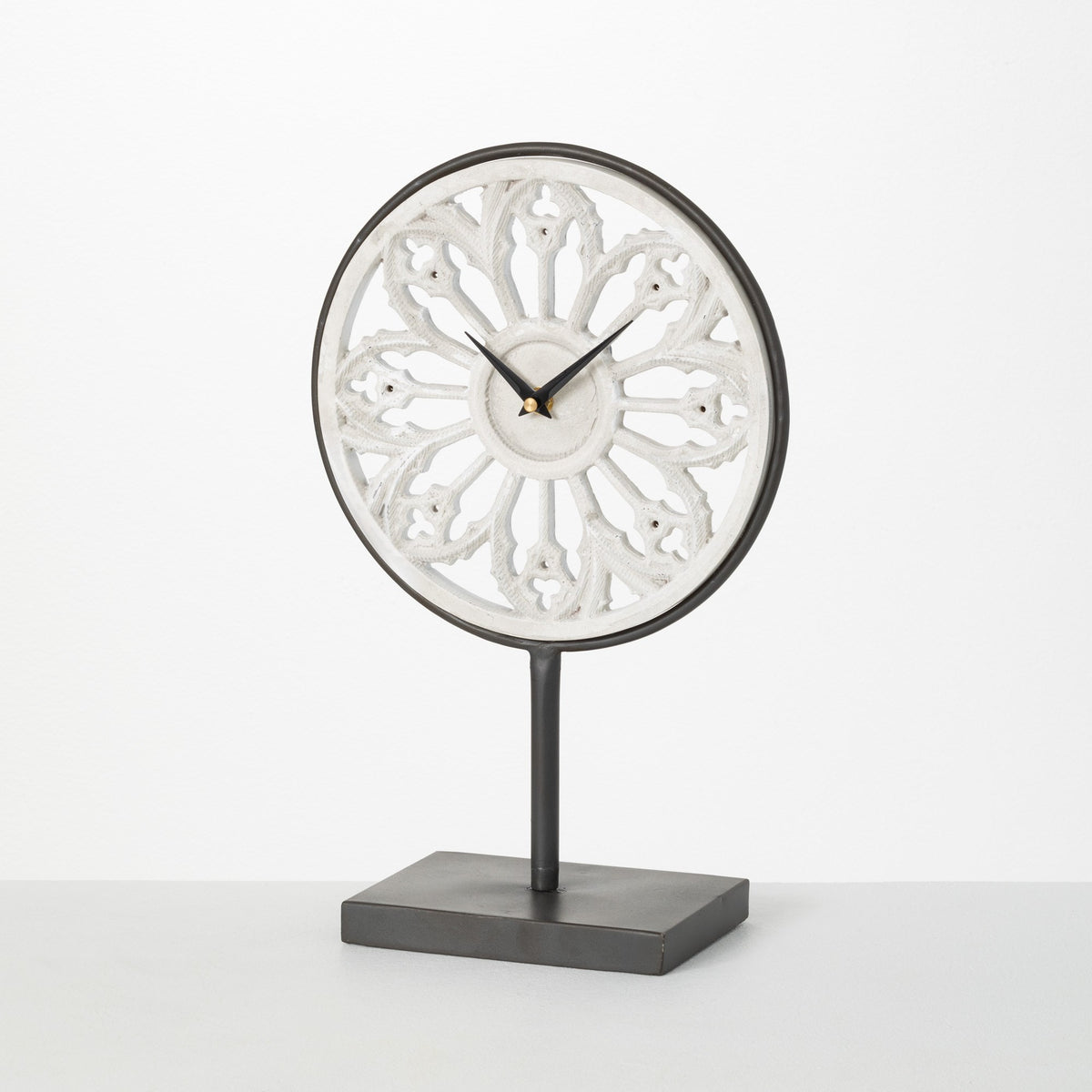 Black &amp; White Metal Standing Clock
