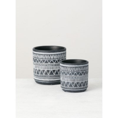 Flower Pot S2-Black and White Ceramic
