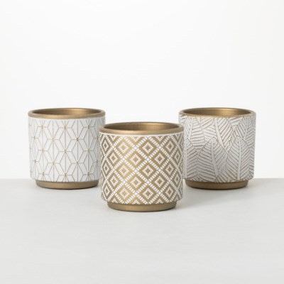 Gold and White Patterned Container