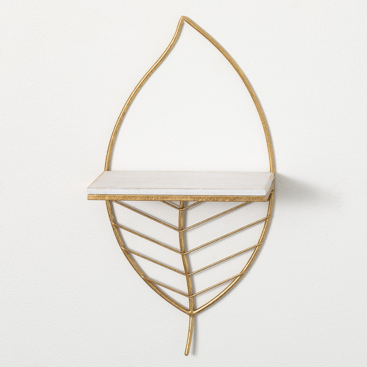 Metal Gold Leaf Wall Shelf