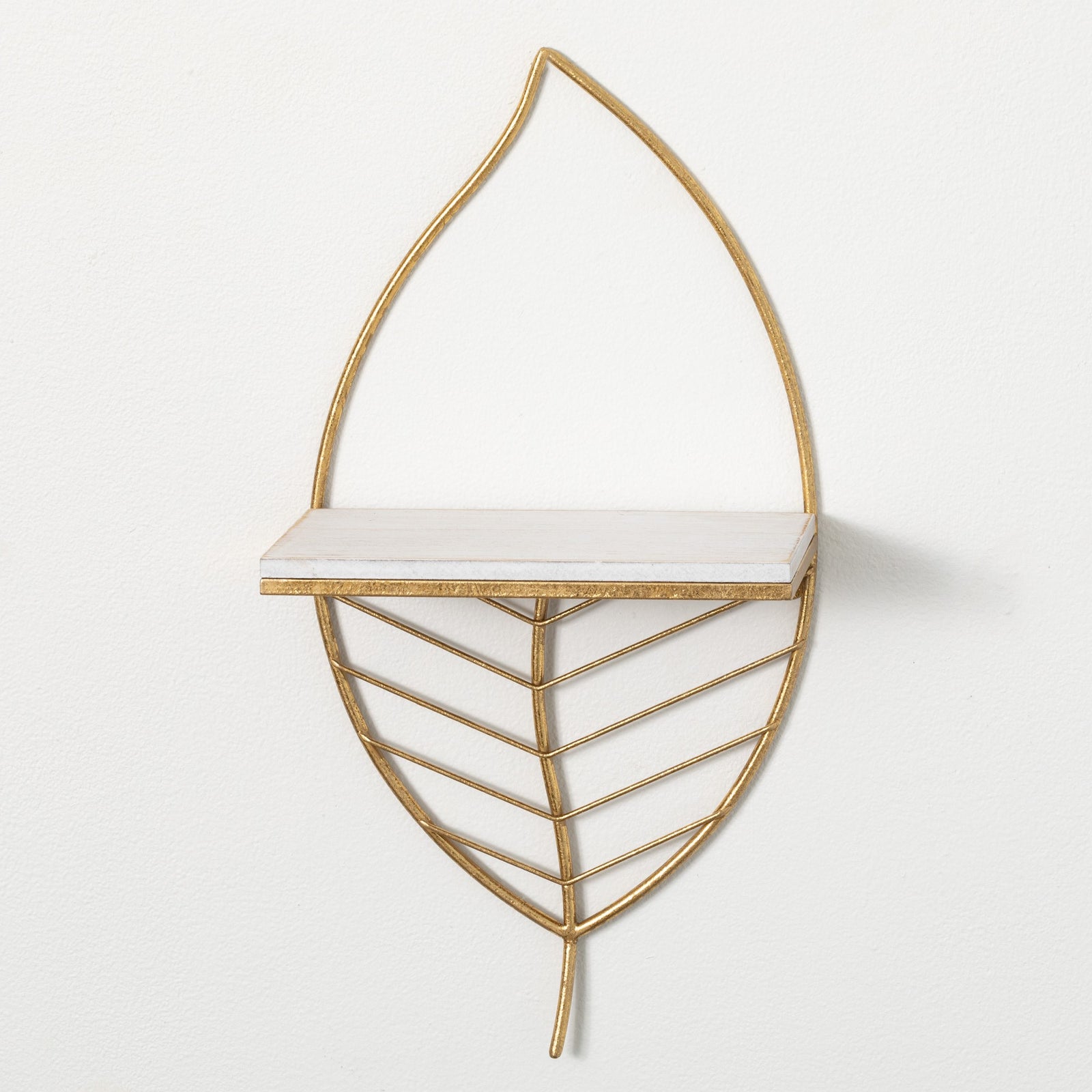Metal Gold Leaf Wall Shelf
