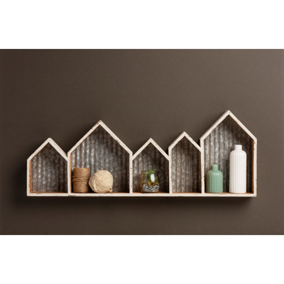 Row of Houses Metal & Wood Shelf