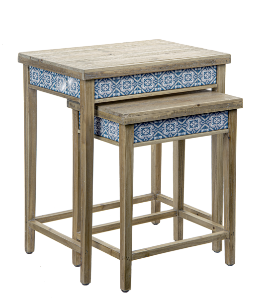 Blue Medallion Tile Side Tables