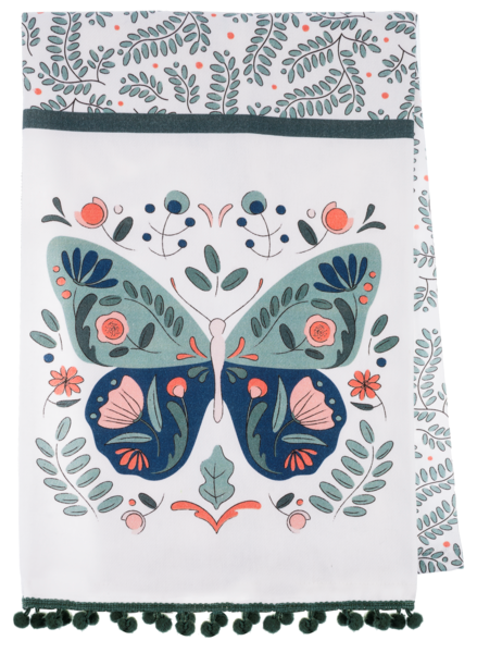 Boho Dragonfly and Butterfly Tea Towel