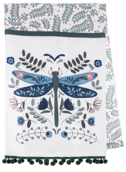 Boho Dragonfly and Butterfly Tea Towel