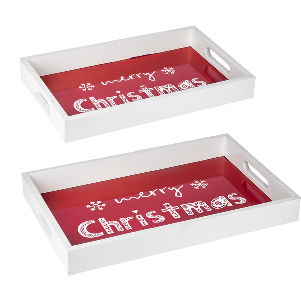 Red &amp; White Merry Christmas Tray