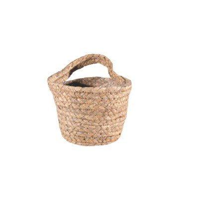 Twisted natural material single handle basket
