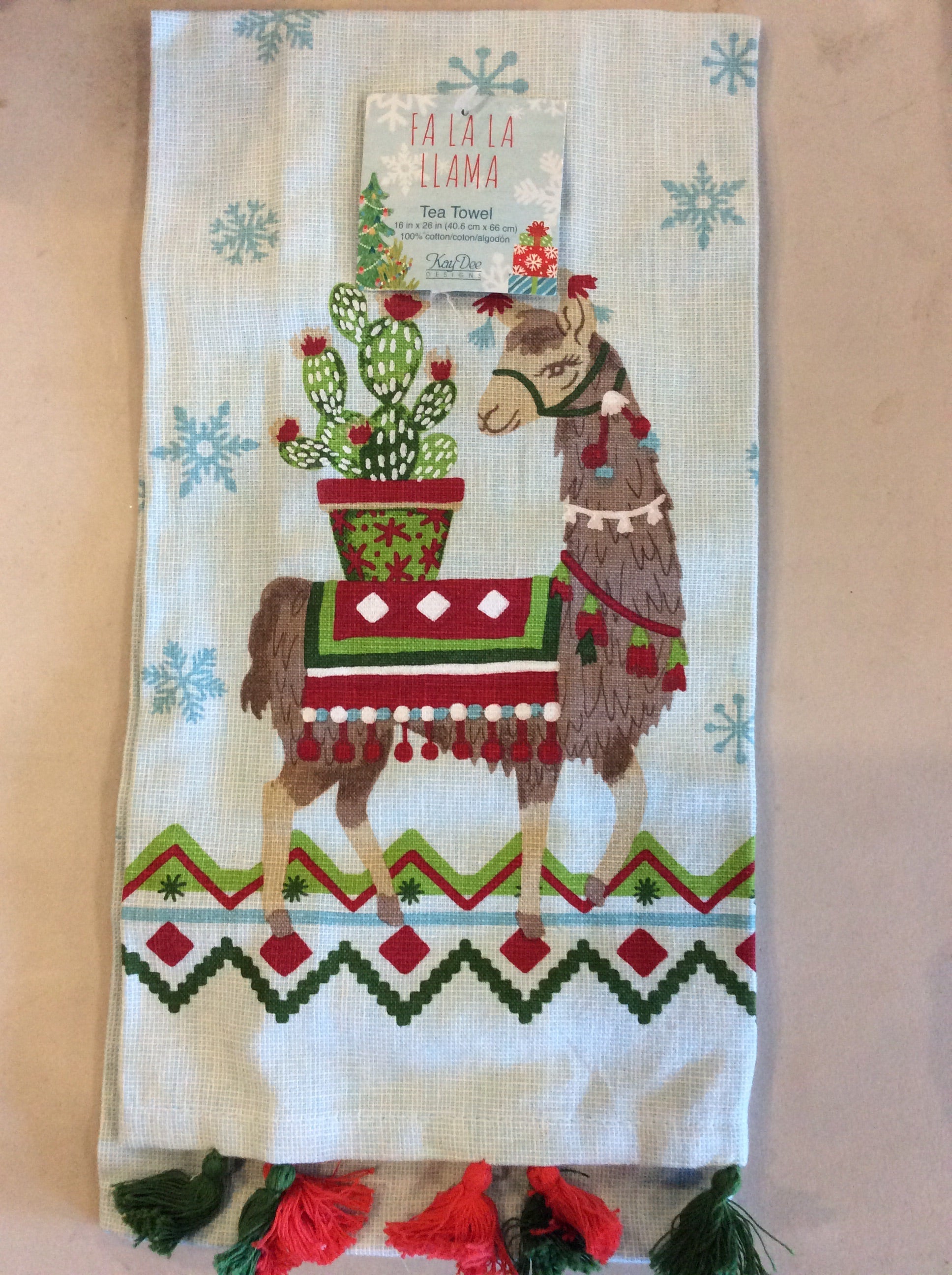 Fa la la Llama Cactus Tea Towel