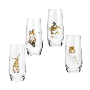 Wrendale Set Of 4 Country Animal Hiball Glasses