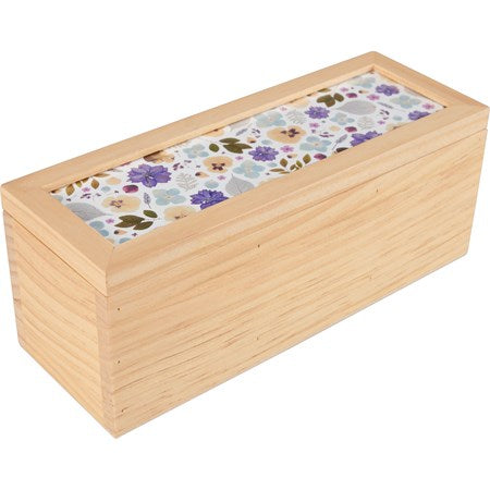 Tea Box with Pressed Flowers Decal