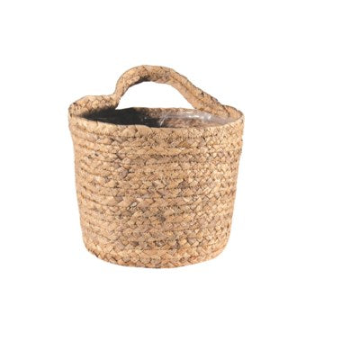 Twisted natural material single handle basket
