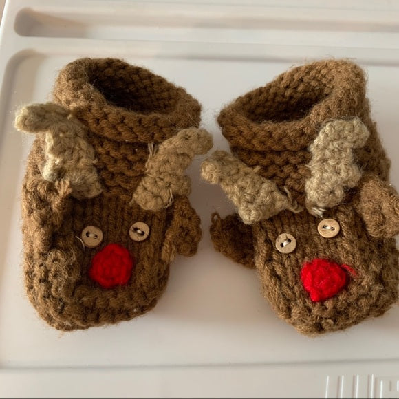Knitted Reindeer Booties