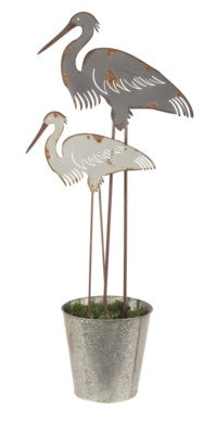 Metal Heron Garden Stakes S / 2