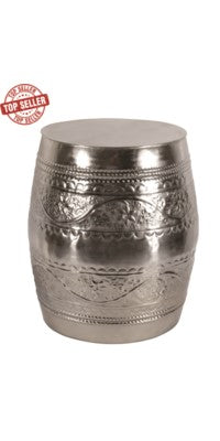 Metal Garden Stool with Nickel Finish