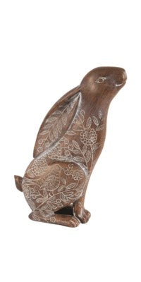 Brown Resin Rabbit with White Cutout Design