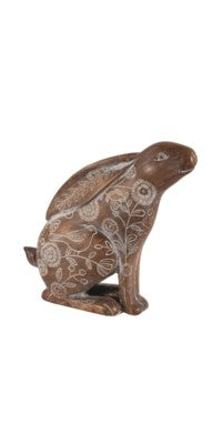 Brown Resin Rabbit with White Cutout Design